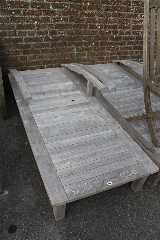 Large teak sun lounger